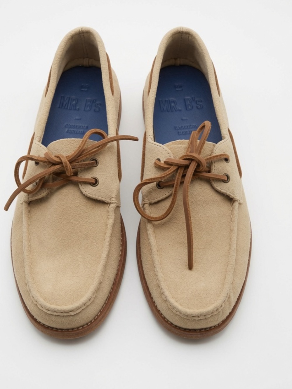 NEW Aldo Mr. B’s Beige Suede Boat Shoes Men’s Leather Lace-Up Moccasins Slip On - Picture 1 of 5